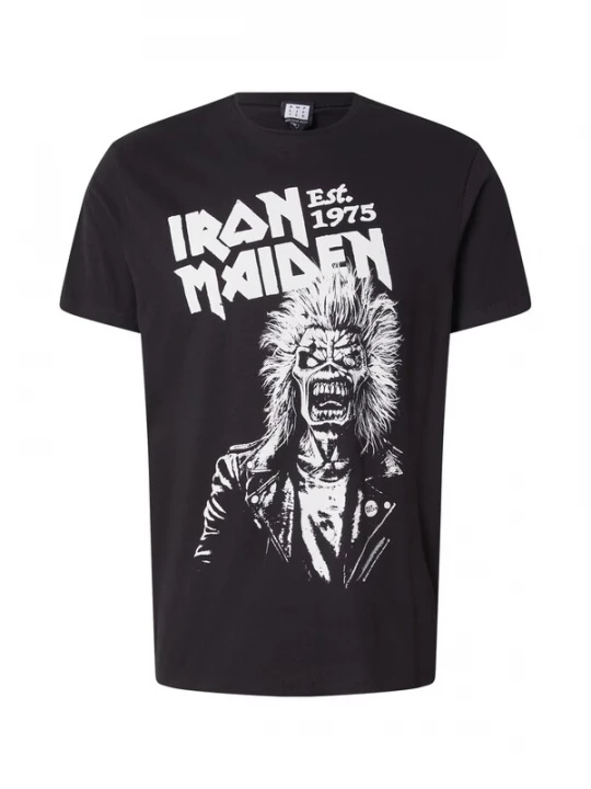 Foto van product AMPLIFIED Shirt 'IRON MAIDEN 50TH EDDIE ONE COLOUR 1975' zwart / wit