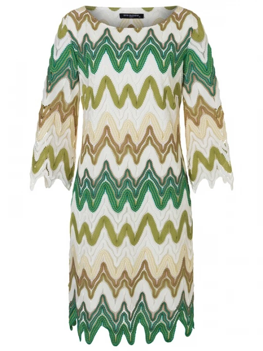 Foto van product Ana Alcazar Gebreide jurk 'Dimah' beige / groen / olijfgroen / wit