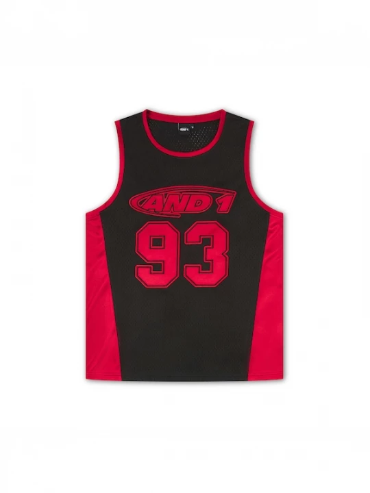 Foto van product AND1 Shirt '93 Airtex' vuurrood / zwart