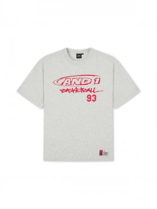 Foto van product AND1 Shirt 'Core 93' lichtgrijs / bloedrood