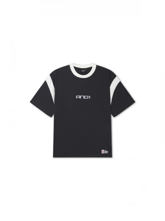 Foto van product AND1 Shirt 'Dancefloor' grijs / oranje / zwart / wit