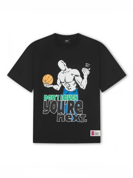 Foto van product AND1 Shirt 'Don't Laugh Trash Talk' blauw / lichtgrijs / groen / zwart