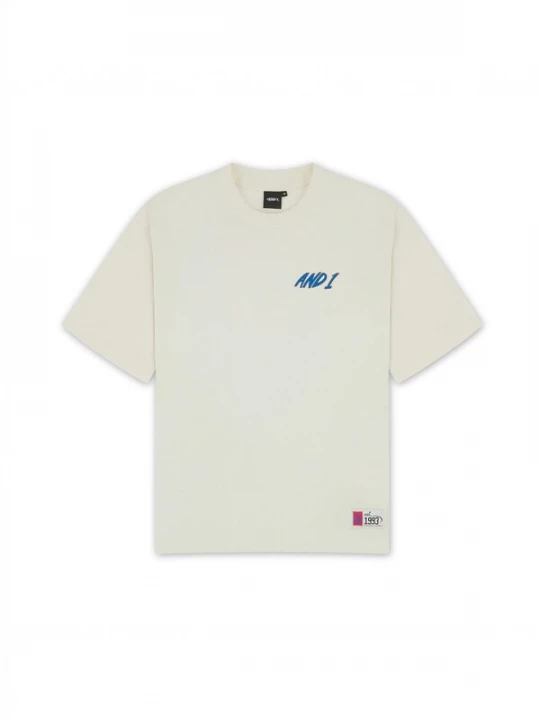 Foto van product AND1 Shirt ecru / blauw / oranje / zwart