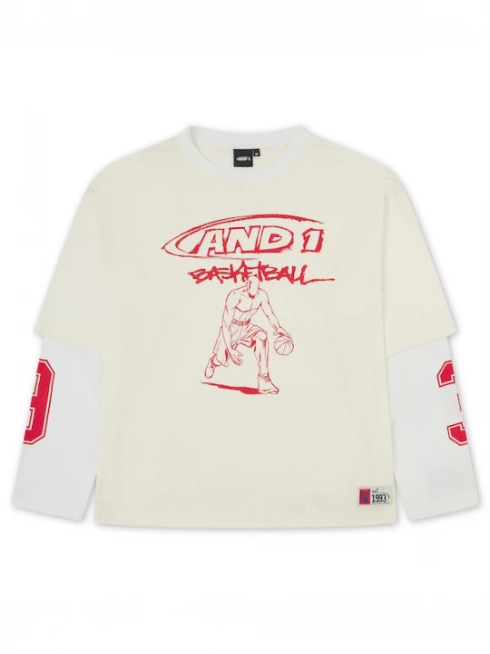 Foto van product AND1 Shirt ecru / rood / wit