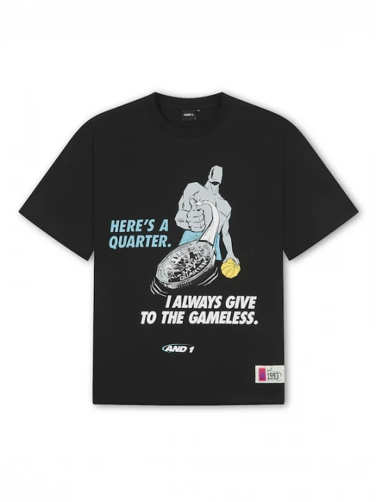 Foto van product AND1 Shirt 'Gameless Trash Talk' azuur / lichtgrijs / zwart / wit