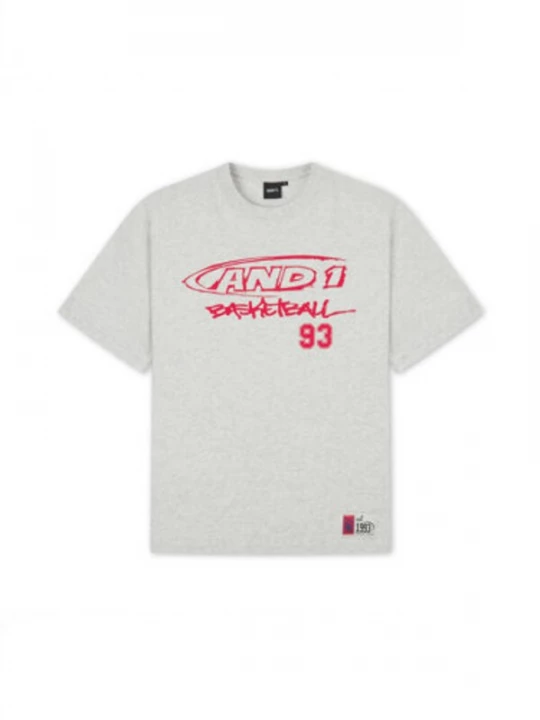 Foto van product AND1 Shirt lichtgrijs / rood