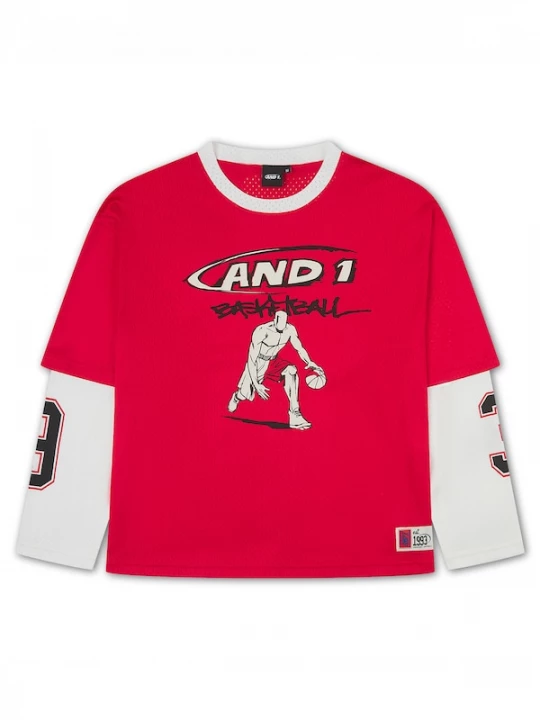 Foto van product AND1 Shirt rood / zwart / wit