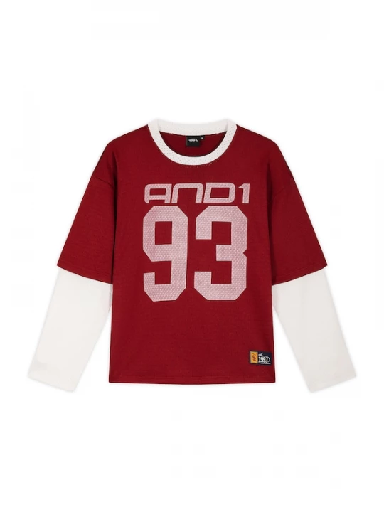Foto van product AND1 Shirt rosa / karmijnrood / wit