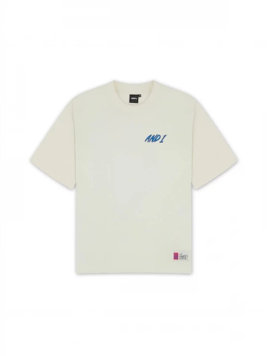 Foto van product AND1 Shirt 'Streetball' ecru / blauw / oranje / zwart
