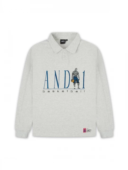 Foto van product AND1 Sweatshirt donkerblauw / grijs gemêleerd / oranje / zwart