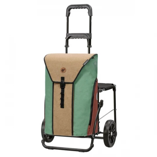 Foto van product Andersen Shopper Trolley 'Oli.P 2.0' beige gemêleerd / cognac / mintgroen / zwart
