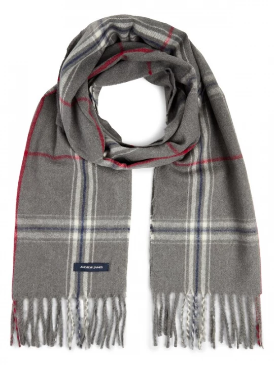 Foto van product Andrew James Sjaal donkerblauw / grijs / rood / wolwit