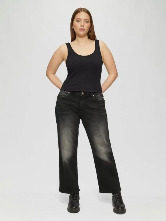 Foto van product Ankle jeans / slim fit / mid rise / straight leg / super stretch QS grijs