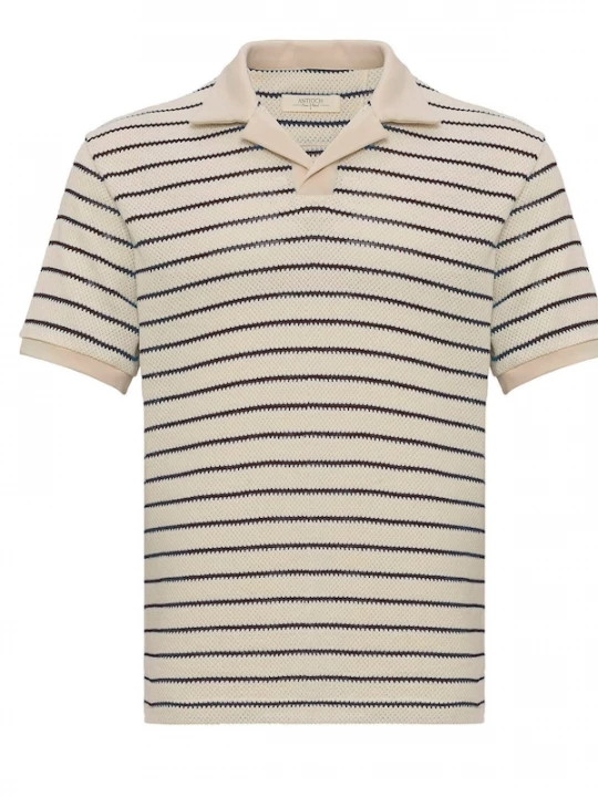 Foto van product Antioch Shirt lichtbeige / donkerblauw