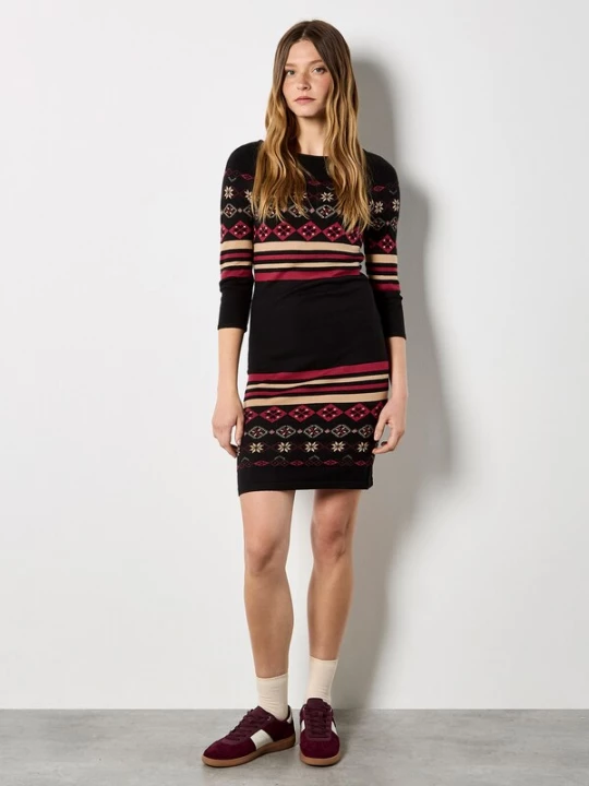Foto van product Apricot Jurk beige / bordeaux / zwart