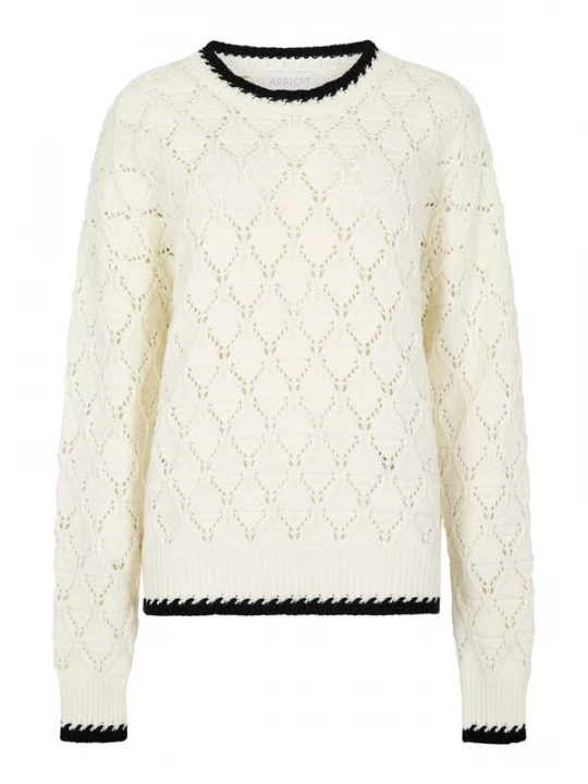 Foto van product Apricot Trui 'Pointelle Knit Blanket Stitch Jumper' wit