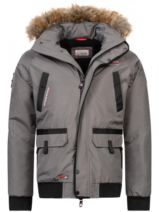 Foto van product Arctic Seven Winterjas 'Arthuro' grijs / rood / zwart / wit