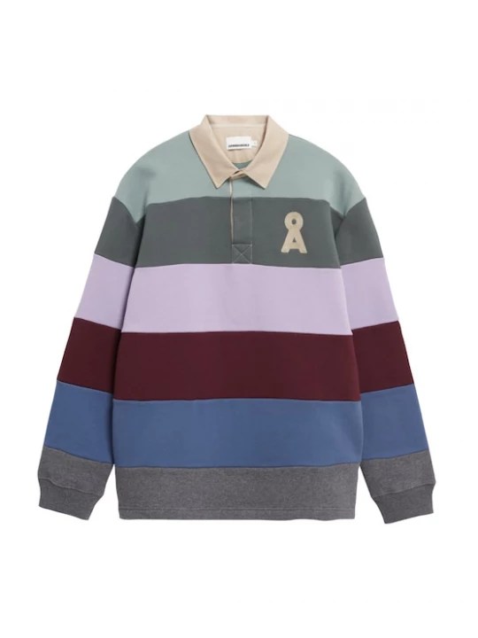 Foto van product ARMEDANGELS Sweatshirt 'AADRU LS RUGBY' blauw / grijs / pastelgroen / donkergroen / pastellila / donkerlila