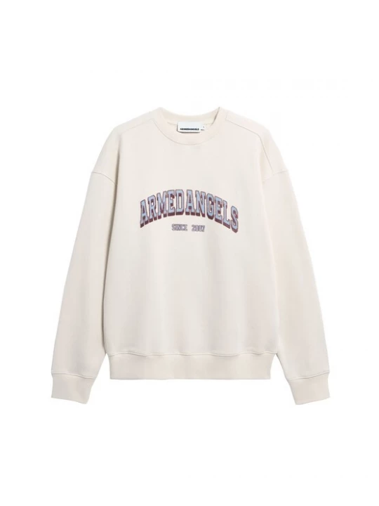 Foto van product ARMEDANGELS Sweatshirt 'Wordmark' beige / lichtblauw / wijnrood