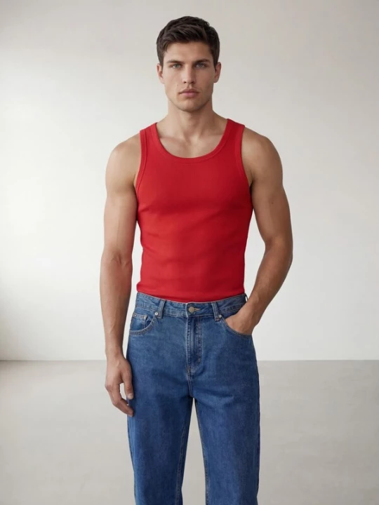 Foto van product ARMIE Shirt 'The Peter Muscle-Fit Ribbed Tanktop - Red' rood