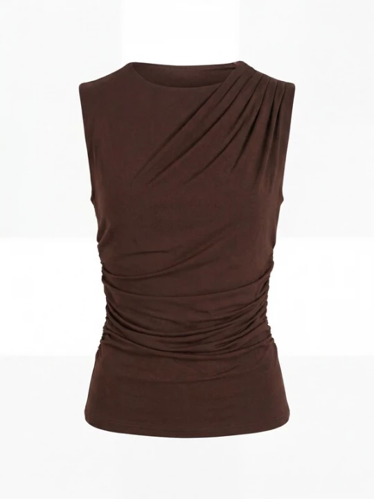 Foto van product ARMIE Top 'The Julia Pleat Slim-Fit Top' bruin