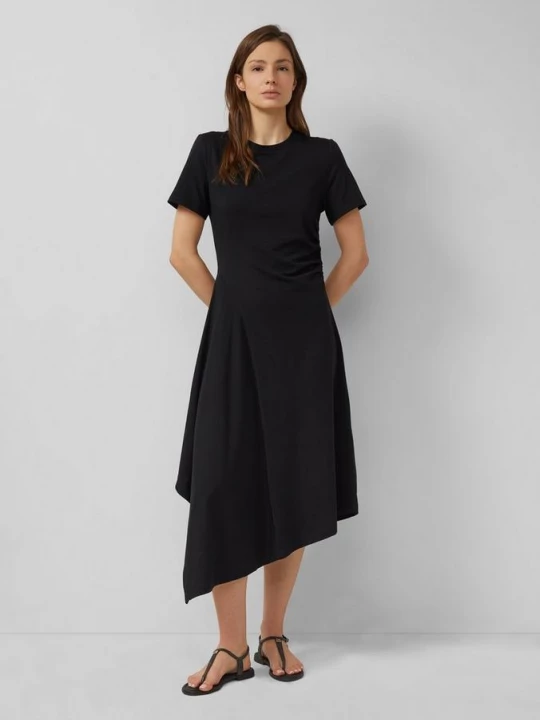 Foto van product Asymmetrische jersey jurk met plooien s.Oliver zwart