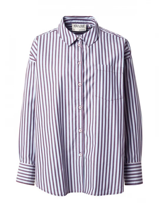 Foto van product Aware Blouse lichtblauw / wijnrood / wit