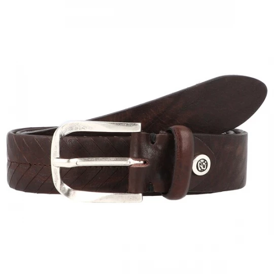 Foto van product B.BELT Riem 'Vince' donkerbruin / zilver