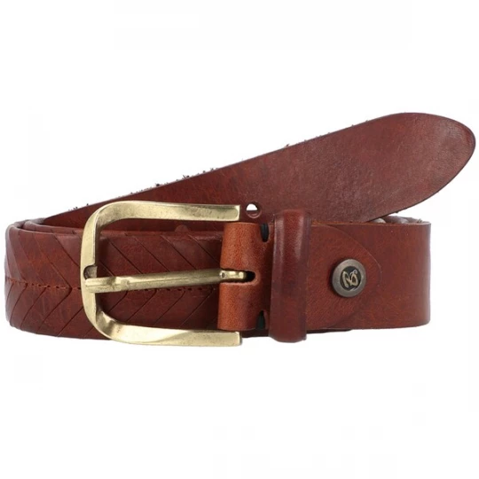 Foto van product B.BELT Riem 'Vince' kastanjebruin / goud