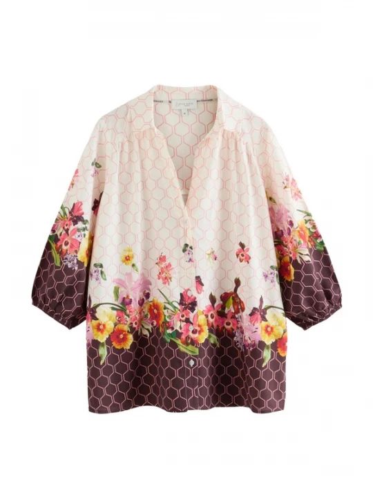 Foto van product B by Ted Baker Blouse ecru / chocoladebruin / geel / rood