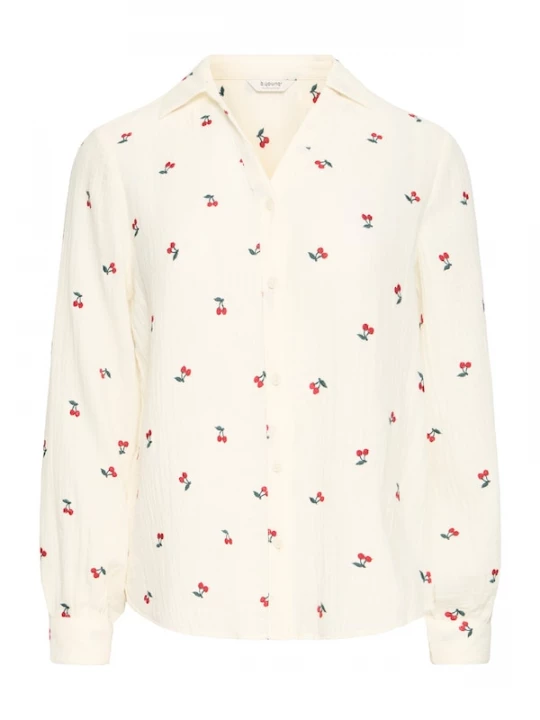 Foto van product b.young Blouse 'BYIBERLIN' smaragd / kersrood / eierschaal