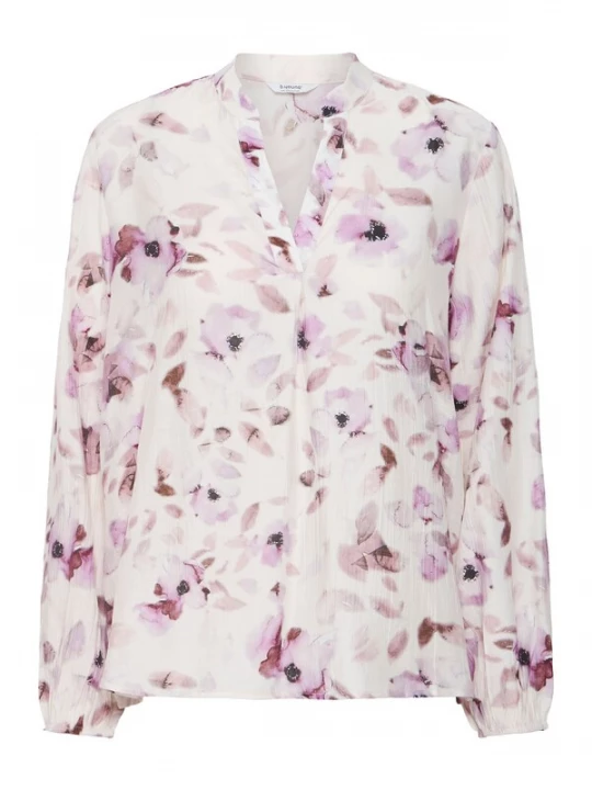 Foto van product b.young Blouse 'Jolena' lichtbeige / bruin / lila / zwart