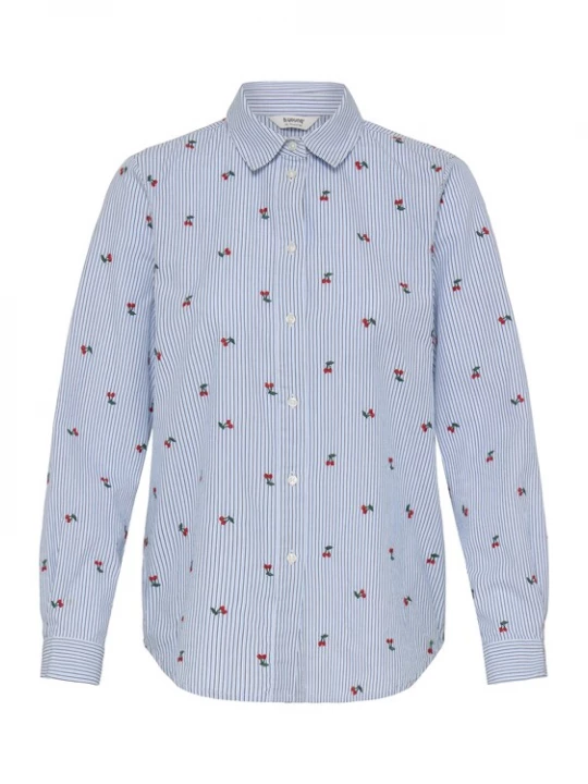 Foto van product b.young Blouse lichtblauw / donkergroen / merlot