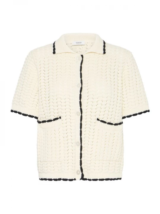 Foto van product b.young Gebreid vest 'BYMuno' crème / zwart