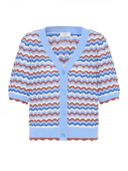 Foto van product b.young Gebreid vest 'BYNERO' beige / blauw / lichtblauw / rood