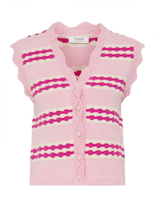 Foto van product b.young Gebreid vest 'BYOSANRA' pink / rosa / wolwit