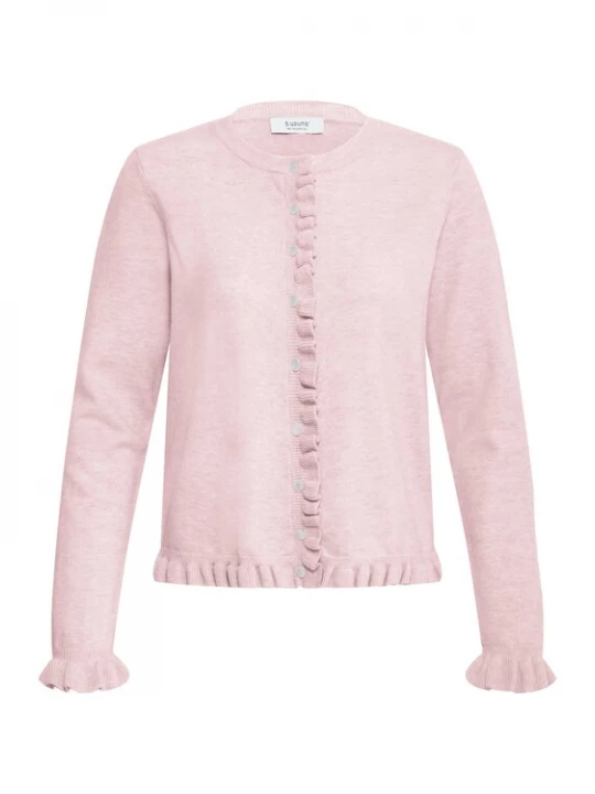 Foto van product b.young Gebreid vest 'MARSINE FRILL' roze gemêleerd