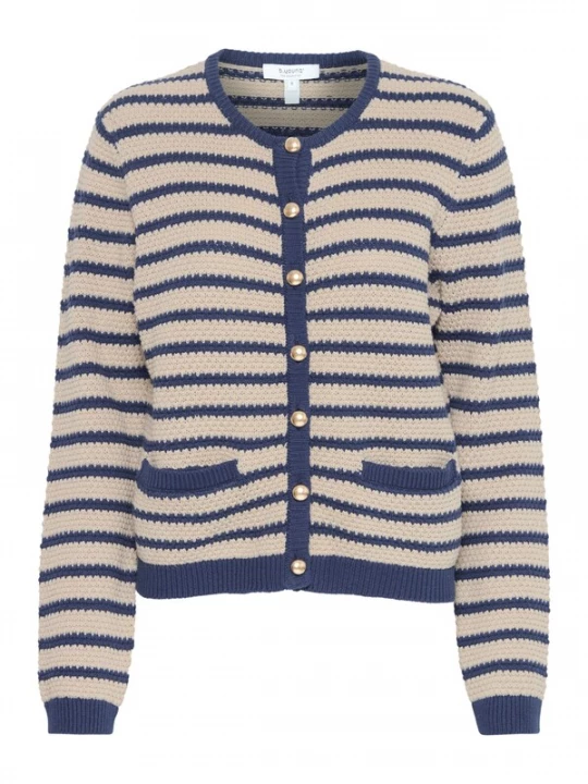 Foto van product b.young Gebreid vest 'Mikala' beige / blauw