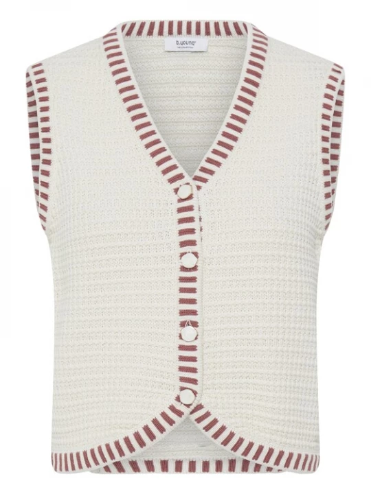 Foto van product b.young Gebreide bodywarmer rood / wit