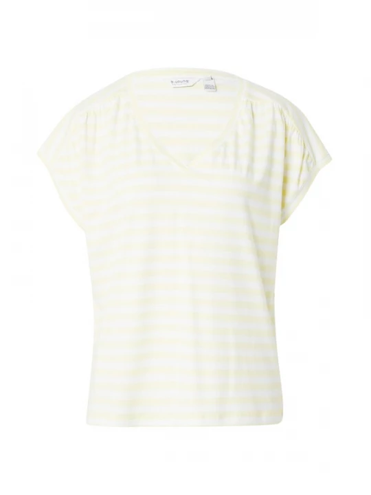 Foto van product b.young Shirt 'PANDINNA' pasteelgeel / wit