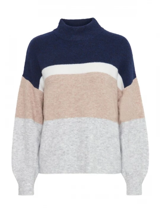 Foto van product b.young Trui ' BYOMEA STRIPED JUMPER 2 - ' blauw / lichtbruin / grijs / wit