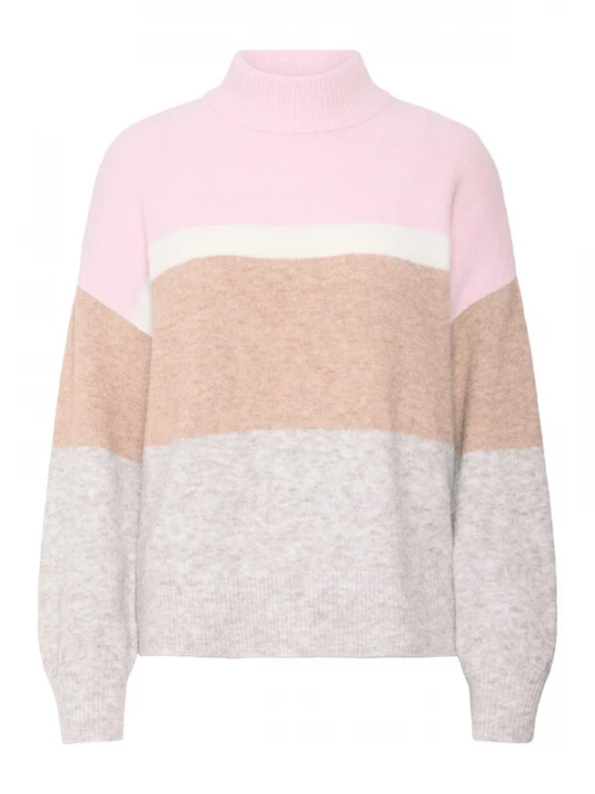 Foto van product b.young Trui 'BYOMEA STRIPED JUMPER 2 -' bruin / grijs / rosa / wit