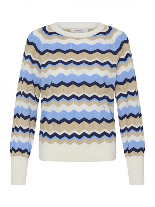 Foto van product b.young Trui 'MMORLA' beige / lichtblauw