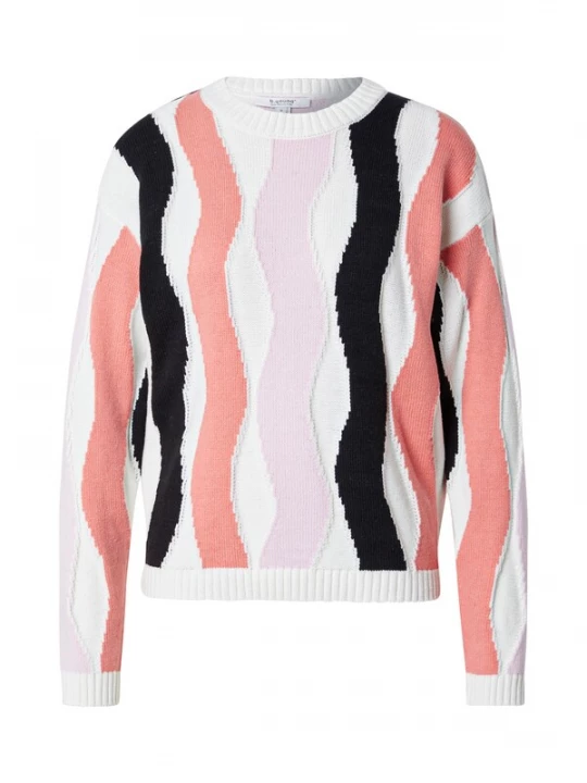 Foto van product b.young Trui 'OMA' sering / zalm roze / zwart / wit