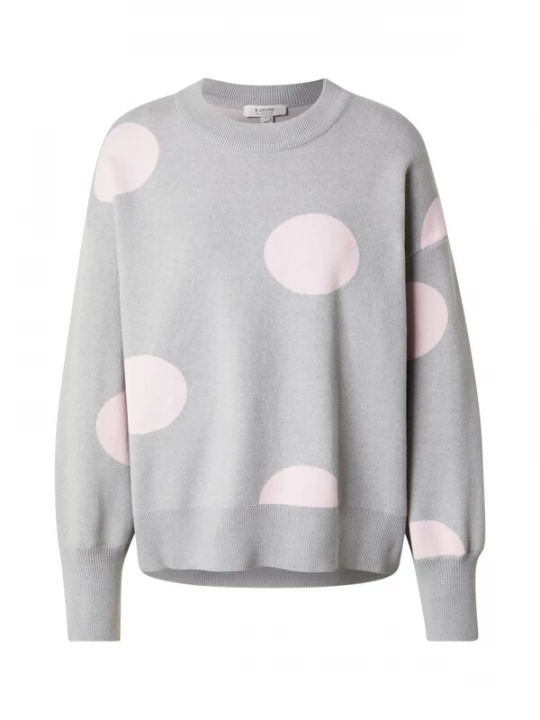 Foto van product b.young Trui 'OMME' grijs / pastelroze