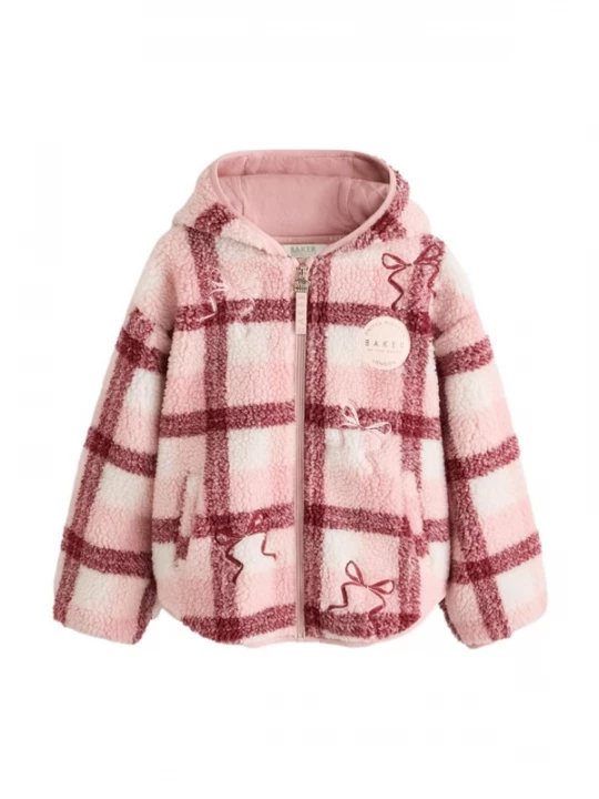 Foto van product Baker by Ted Baker Fleece jas rosa / bourgogne / wit