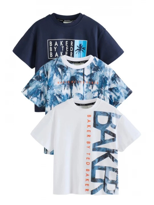 Foto van product Baker by Ted Baker Shirt navy / opaal / oranje / wit