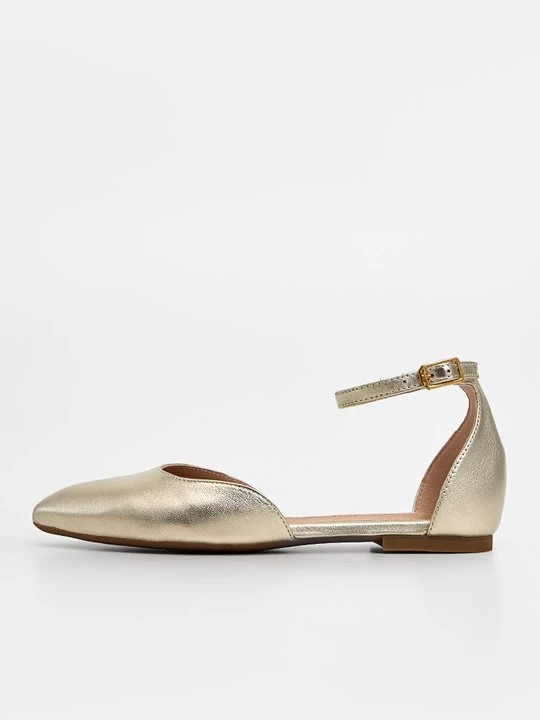 Foto van product Ballerina's met enkelbandjes Unisa goudkleurig