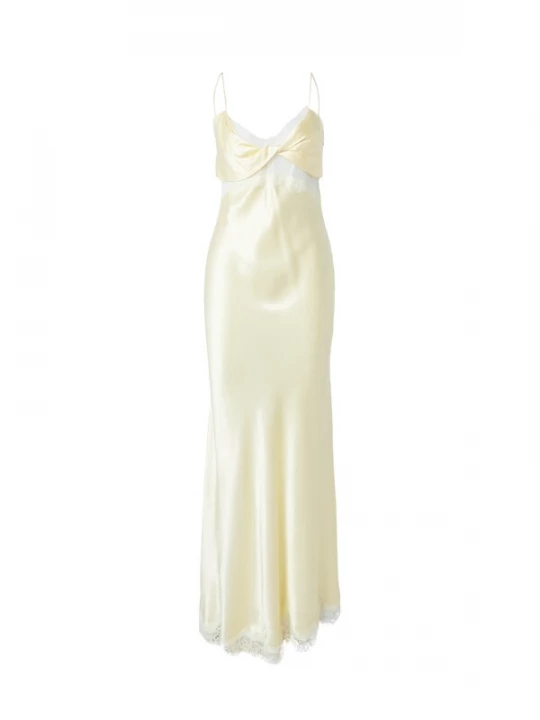 Foto van product Bardot Jurk 'TARYN' pasteelgeel / wit