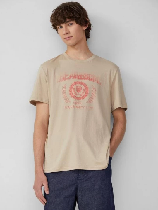 Foto van product Basic T-shirt met print QS beżowy